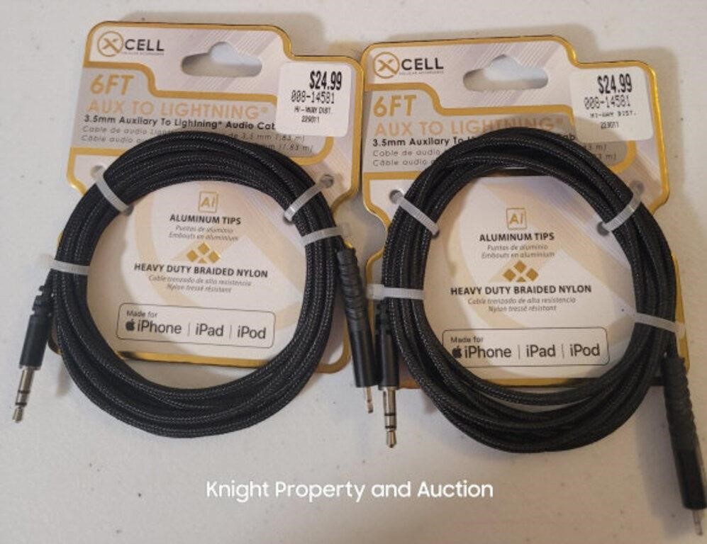 2 Xcell 3.5mm AUX to Lightning Audio "Gold"