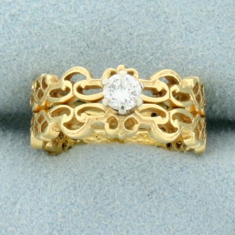 Unique 1/5ct Diamond Solitaire Cut Out Design Ring