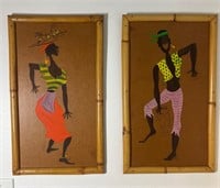 Haitian Island Folk Art Dancing Signed Wixon