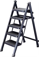 5-Step Ladder  551lbs  Foldable  Anti-Slip  Black