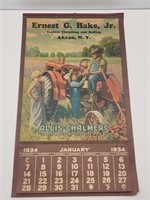 Allis Chalmers 1934 Calendar