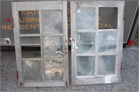 Pair Of Old Wooden 6 Pane Windows