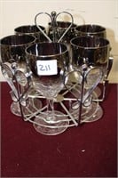 Silver Ombre M/C Glass & Metal  Holder Set