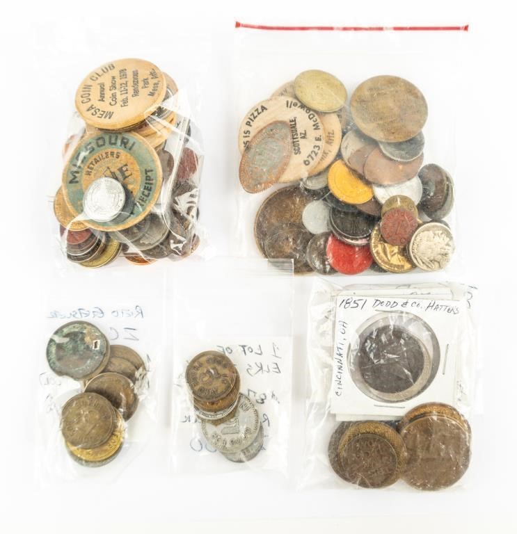 Coin Mixed Lot of Tokens, Buffalo Nickels +More