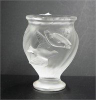Lalique France "Rosine" frosted crystal vase
