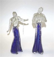 Good pair Murano glass musician & dancer figures