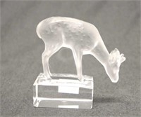 Lalique France frosted crystal deer figure