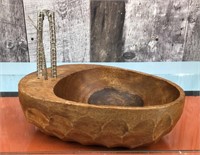 MCM style wooden nut bowl