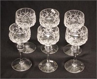 Set of six Stuart cut crystal hock glasses