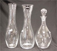 Three good glass carafes / decanters