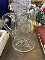 Glass pitcher 9” tall