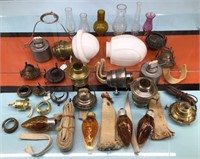 Vtg. oil lamp parts