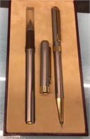Omega titanium plated fountain pen & pencil set