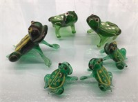 Collection of blown glass frogs