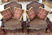 Pair of armchairs with throw pillows