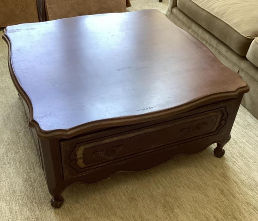 36" square coffee table with drawer