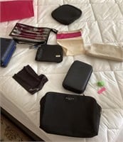 Collection of small travel and cosmetic bags