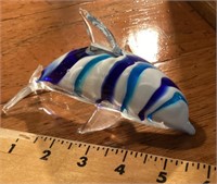 Art glass dolphin paperweight