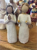 2 willow tree figurine, one has broken hands