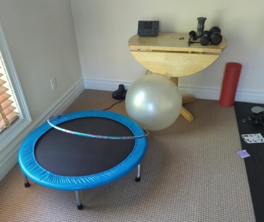 Small table and workout equipment
