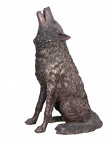 Bronze Howling Wolf Sitting 37 Inches Tall