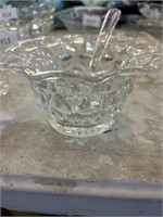 Glass bowl with glass ladle 3” tall