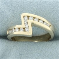 Diamond Lightning Bolt Design Ring in 14k Yellow G