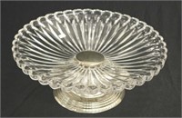 Large glass and silver plate comport