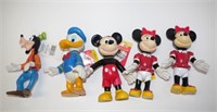 Five vintage articulated Mickey & friends