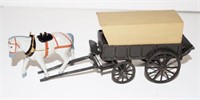 Early metal Britains model horse and covered wagon