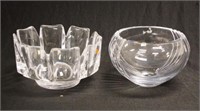 Two heavy crystal bowls