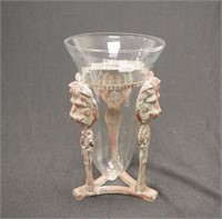Decorative metal & glass vase