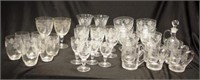 Extensive group etched crystal glassware