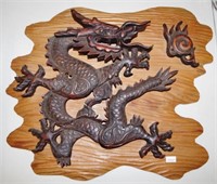Chinese carved wood Dragon wall hanging