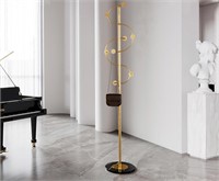 Gold Coat Rack  Marble Base  8 Hooks