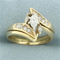 Marquise Diamond Bypass Engagement Wedding Ring in