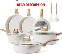 $100  CAROTE Non-stick Cookware Set  11 pcs  White