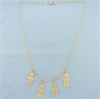 Diamond Children or Grandchildren Charm Necklace i