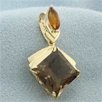 Smoky Topaz and Spessartite Garnet Dangle Pendant