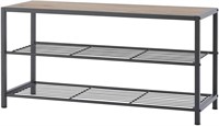 TRINITY 3-Tier Shoe Bench  Wire Shelves  Dark Gray