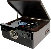 Bluetooth Record Player  3-Speed  AUX  Walnut