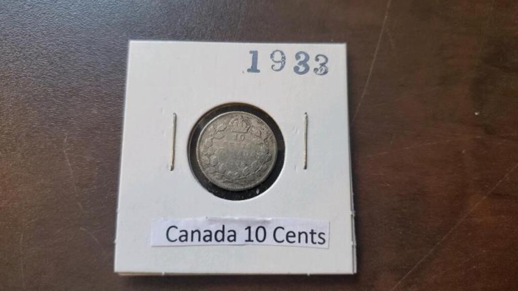 1933 Canada 10 cent coin