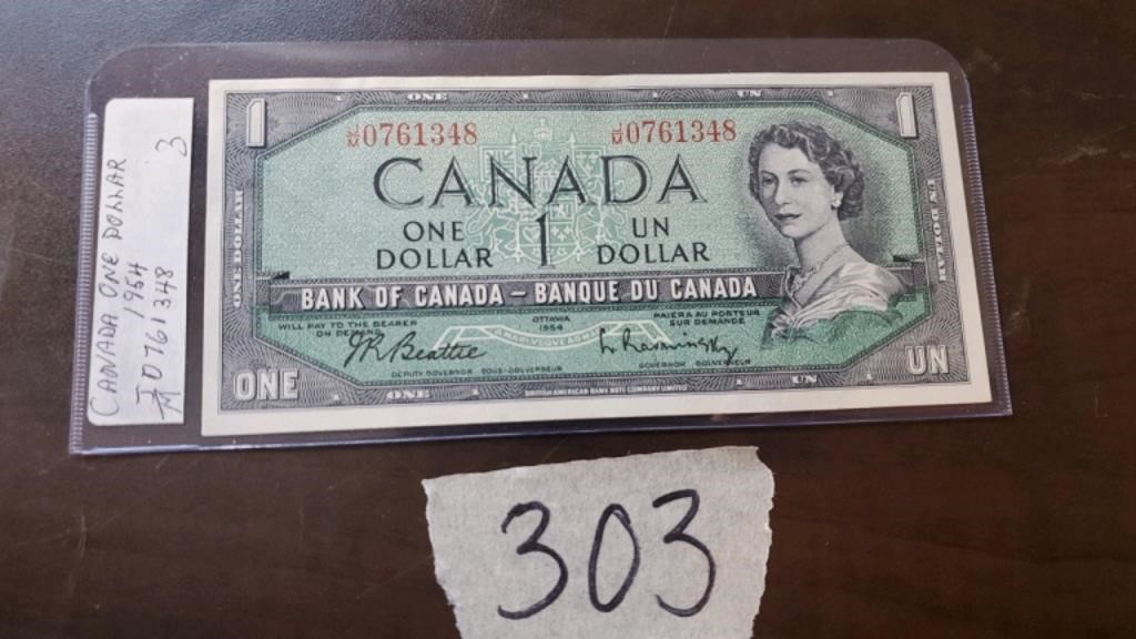 Canada One Dollar Bill 1954