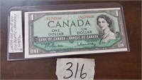 1954 Canada One Dollar Bill