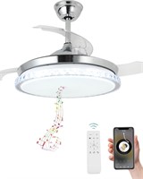 $140  Retractable Bluetooth Ceiling Fan  42 Inch