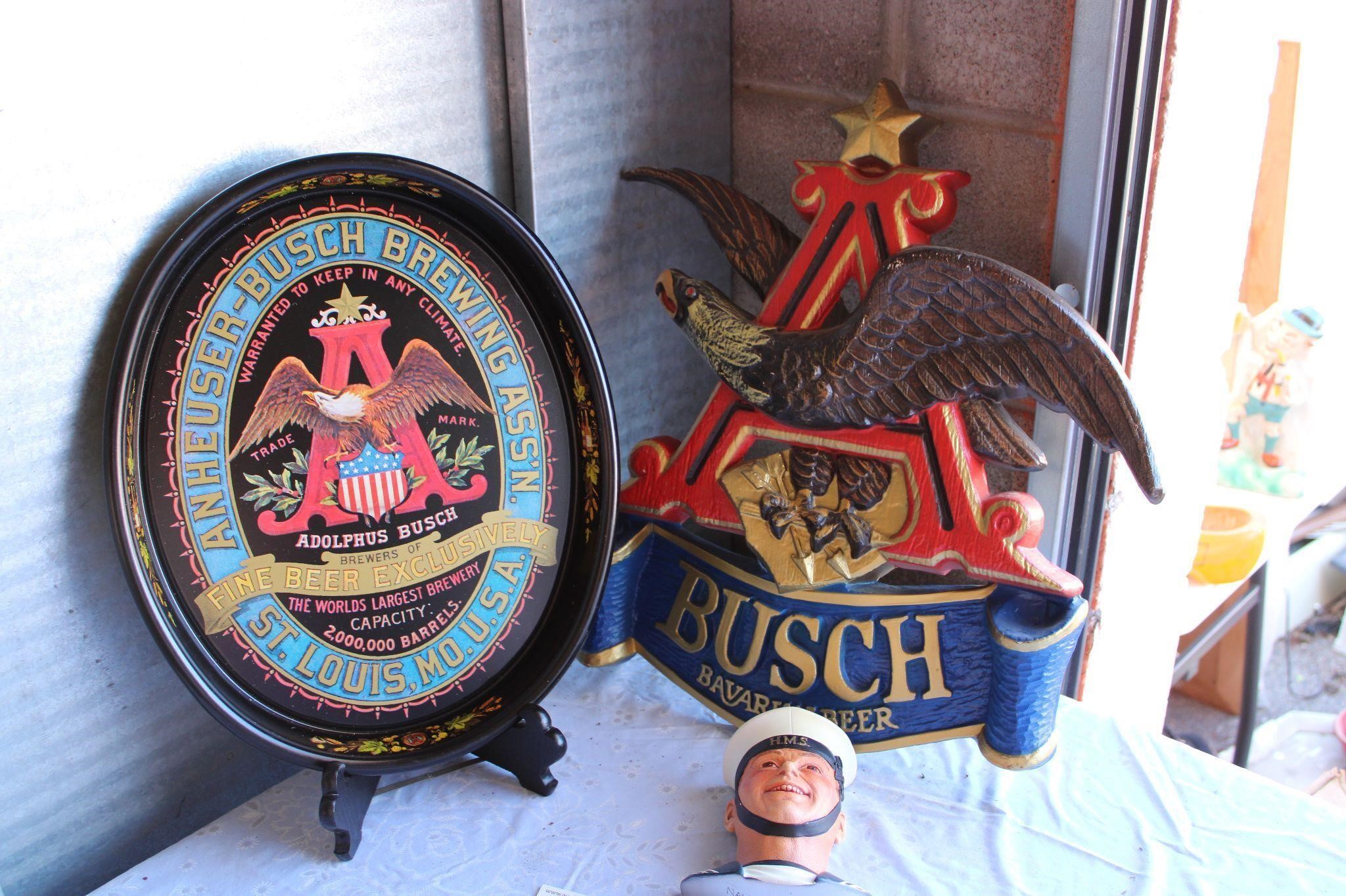 Busch Eagle Sign and Tray