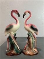 Pair Vintage Mid-Century Pink Flamingos