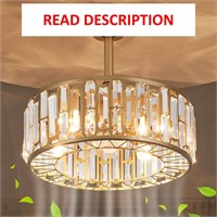 $184  18 Gold Crystal Ceiling Fan w/ Lights  52cm