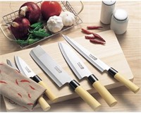 Set of 5 Japanese Kitchen Knives with wooden