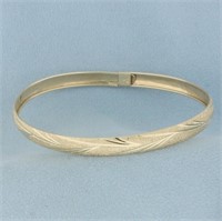 Sandblast Finish Leaf Design Bangle Bracelet in 10